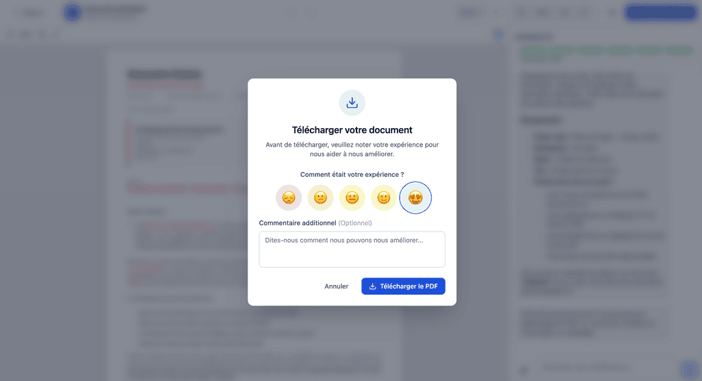 PDF download button for the finalized document