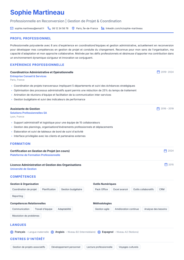 Exemples de CV avec une mise en page professionnelle
